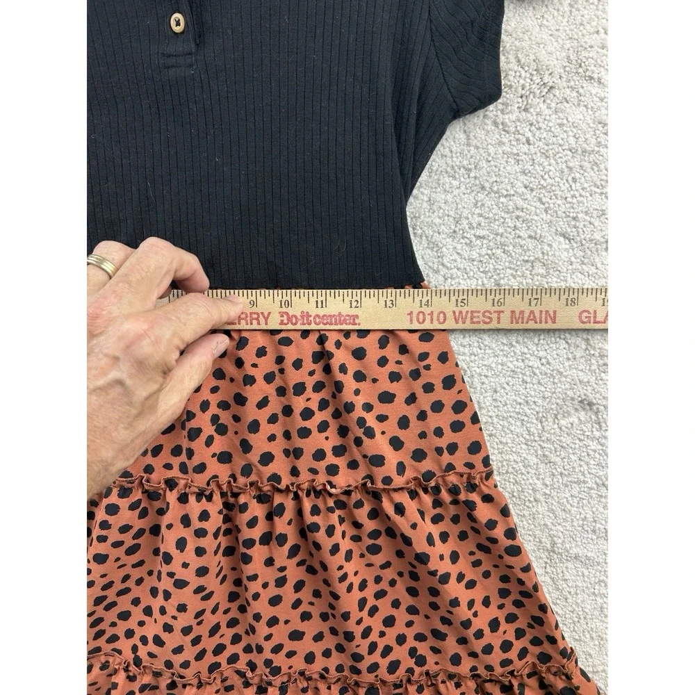 Wonder Nation Two-Tone‎ Tiered Short Sleeve Dress Black Girls XL (14-16)